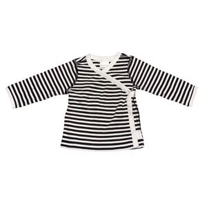 Hanna Andersson Black White Stripe Wrap Long Sleeve Cotton Baby Top 3-6 Months‎